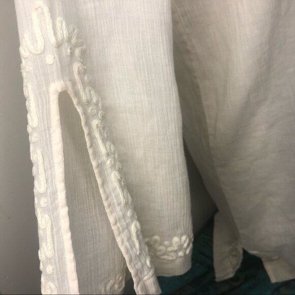 Joie Boho Cream Off White Shift Dress Embroidered Size Medium - Picture 8 of 13